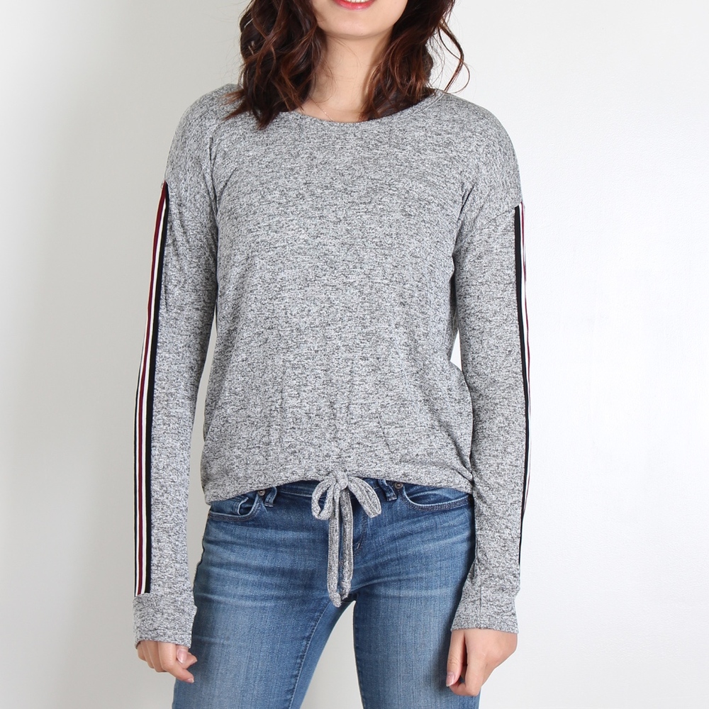 Heather Grey Arm Stripe Sweatshirt